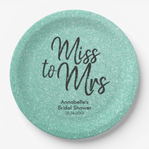 Mint Green Glitter Girly Miss tegen Mrs Vrijgezell Papieren Bordje