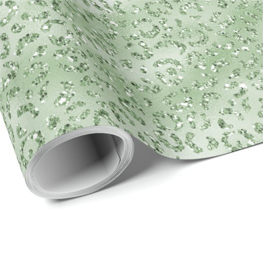 Mint Green Glitter Luipaard Print Cadeaupapier (Rol Hoek)