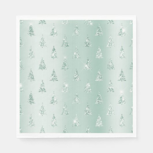 Mint Green Glitter Sparkle Kerstbomen Servet (Voorkant)