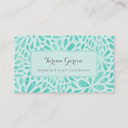 Mint Green Glitter Splash Pattern Visitekaartje (Voorkant)