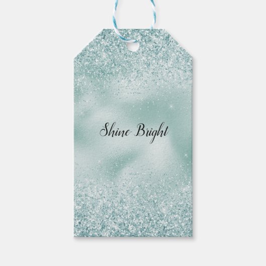 Mint Green Glitzy Glitter Cadeaulabel (Voorkant)