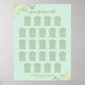 Mint Green & Gold 23 Table Wedding Seating Chart Poster (Voorkant)