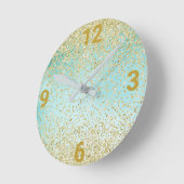 Mint Green Gold Crystal Modern Wall Clock Ronde Klok (Hoek)