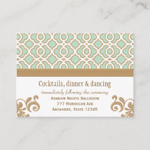 Mint Green Gold Moroccan Reception Enclosure Cards Informatiekaartje