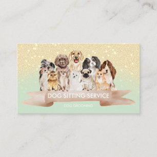 Mint Green Gold Pet Grooming Dog Boutique Visitekaartje