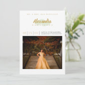 Mint Green & Gold Photo Quinceanera Kaart (Staand voorkant)