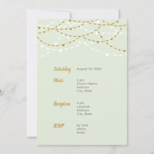 Mint Green & Gold Photo Quinceanera Kaart (Achterkant)