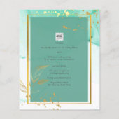 Mint Green Gold WEDDING Alcohol Ink Abstract Flyer (Achterkant)