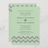 Mint Green & Gray Chevron Wedding Invitations Kaart (Voorkant / Achterkant)