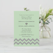 Mint Green & Gray Chevron Wedding Invitations Kaart (Staand voorkant)