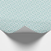 Mint Green Greek Key Patroon Cadeaupapier (Hoek)
