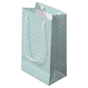 Mint Green Greek Key Patroon Klein Cadeauzakje