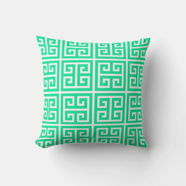 Mint Green Greek Key Pillow Kussen (Voorkant)