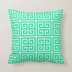 Mint Green Greek Key Pillow Kussen