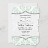 Mint Green Grey Damask Bracket Wedet Invitation (Devant)