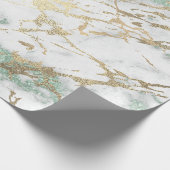 Mint Green Grey Foxier Gold Marble Shiny Metallic Cadeaupapier (Hoek)