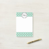 Mint Green Grey Persoonlijke Naam Monogram Post-it® Notes (Op bureau)