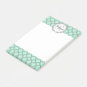 Mint Green Grey Persoonlijke Naam Monogram Post-it® Notes (Schuin)
