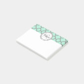Mint Green Grey Quatrefoil Name Monogramed Laurel Post-it® Notes (Schuin)