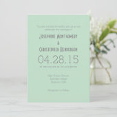 Mint Green Grey Simple Faire-part de mariage moder (Debout devant)