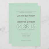 Mint Green Grey Simple Faire-part de mariage moder (Devant / Derrière)