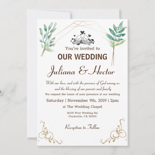 Mint Green groen Uitnodiging (Voorkant)