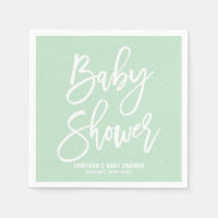 Mint Green Hand Geletterd Baby shower Papier serve