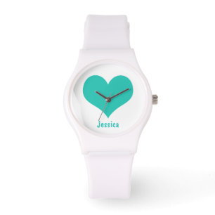 Mint Green Heart - Gepersonaliseerd naamhorloge Horloge