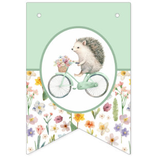 Mint Green Hedgehog Baby shower Bunting Flag Vlaggetjes