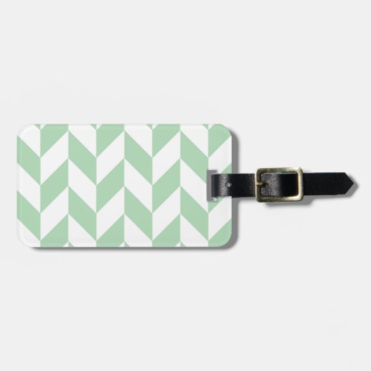 Mint Green Herringbone Pattern Bagagelabel (Voorkant horizontaal)
