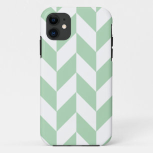 Mint Green Herringbone Pattern iPhone 11 Hoesje