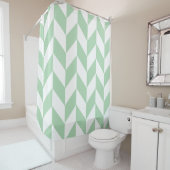 Mint Green Herringbone Pattern Douchegordijn (In situ)