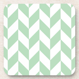 Mint Green Herringbone Pattern Drankjes Onderzetter