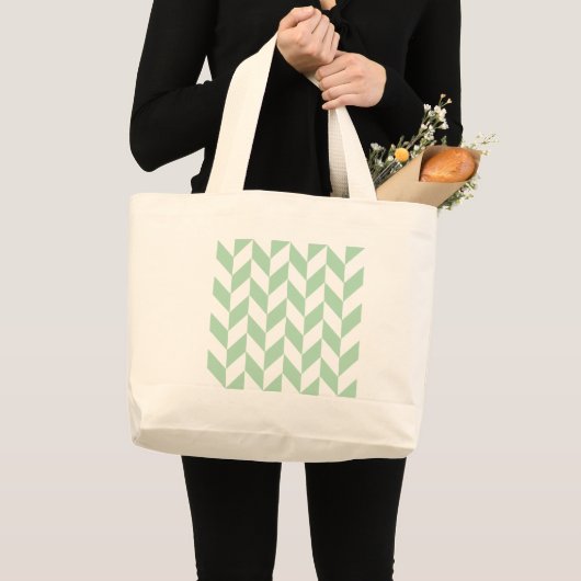 Mint Green Herringbone Pattern Grote Tote Bag (Voorkant (product))