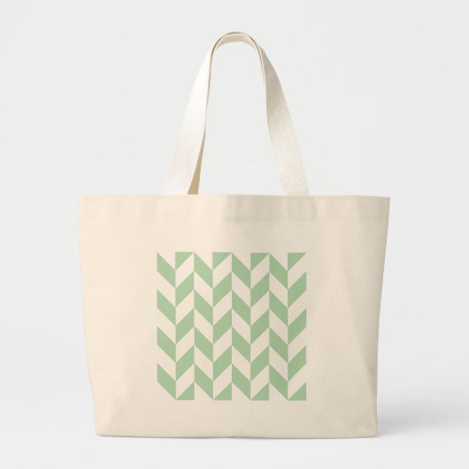 Mint Green Herringbone Pattern Grote Tote Bag (Voorkant)