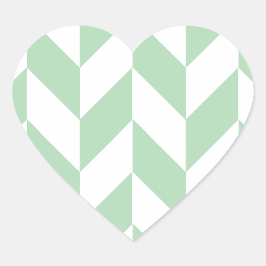 Mint Green Herringbone Pattern Hart Sticker (Voorkant)