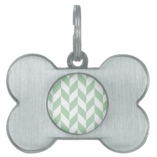 Mint Green Herringbone Pattern Huisdieren Naamplaatje