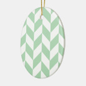 Mint Green Herringbone Pattern Keramisch Ornament (Links)
