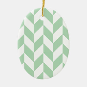 Mint Green Herringbone Pattern Keramisch Ornament