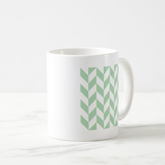 Mint Green Herringbone Pattern Koffiemok (Voorkant rechts)