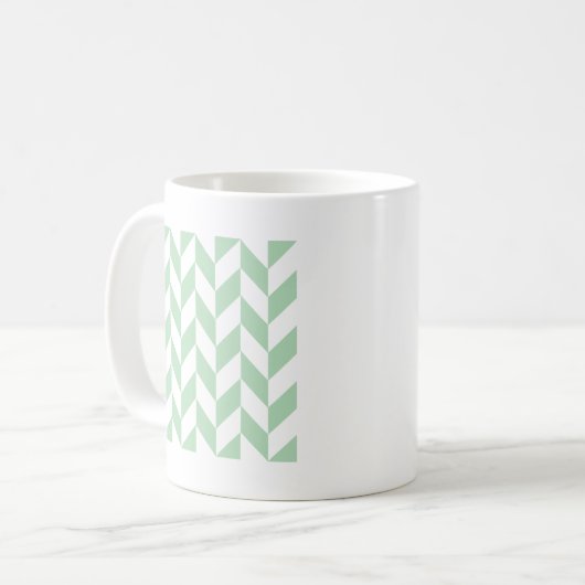 Mint Green Herringbone Pattern Koffiemok (Voorkant links)