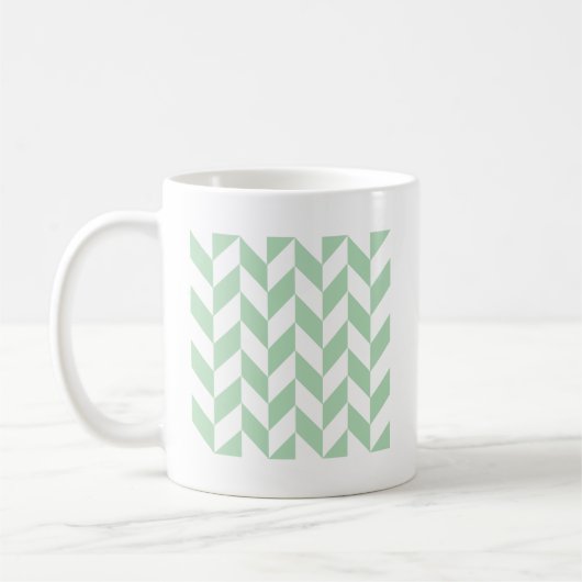 Mint Green Herringbone Pattern Koffiemok (Links)