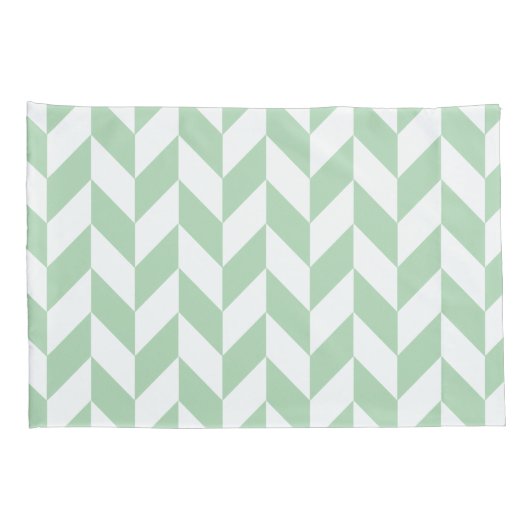 Mint Green Herringbone Pattern Kussensloop (Achterkant-Rechts)