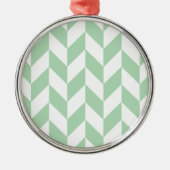 Mint Green Herringbone Pattern Metalen Ornament (Voorkant)