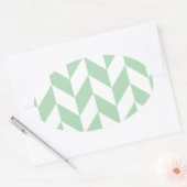 Mint Green Herringbone Pattern Ovale Sticker (Envelop)