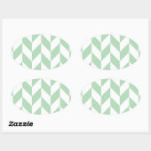 Mint Green Herringbone Pattern Ovale Sticker (Vel)