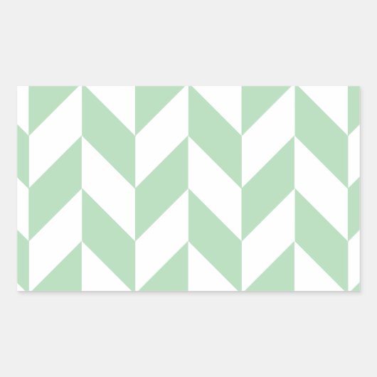Mint Green Herringbone Pattern Rechthoekige Sticker (Voorkant)