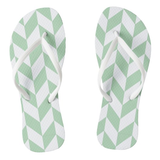 Mint Green Herringbone Pattern Teenslippers (Voetbed)