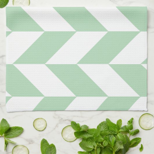 Mint Green Herringbone Pattern Theedoek (Gevouwen)