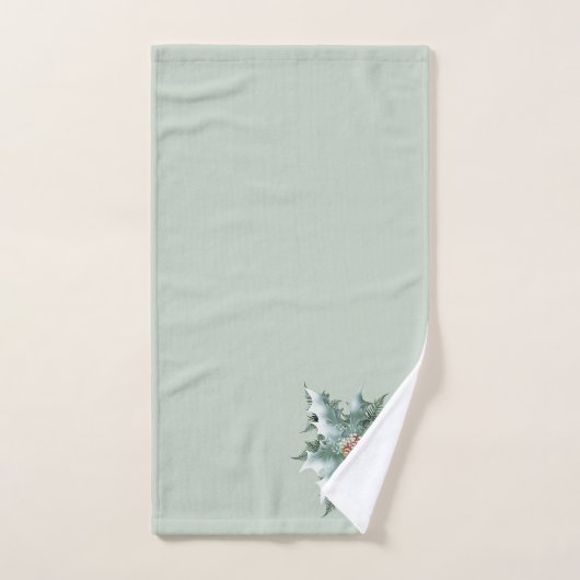 Mint Green Holly over Mint Green Bad Handdoek (Handdoek)